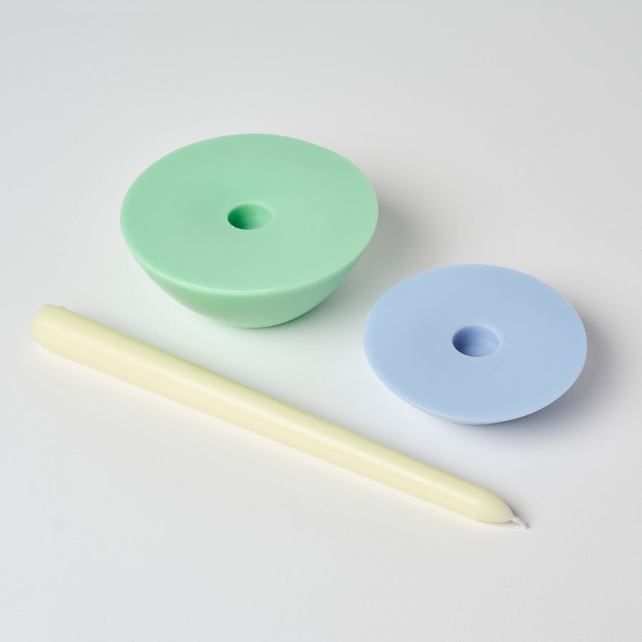 Wax Taper Candle Stack - Mint and Blue