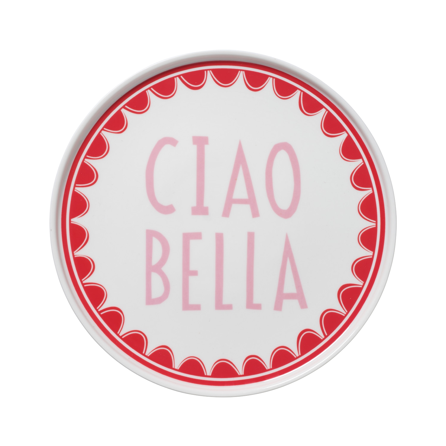 Pink and Red Ciao Bella Plate In The Roundhouse