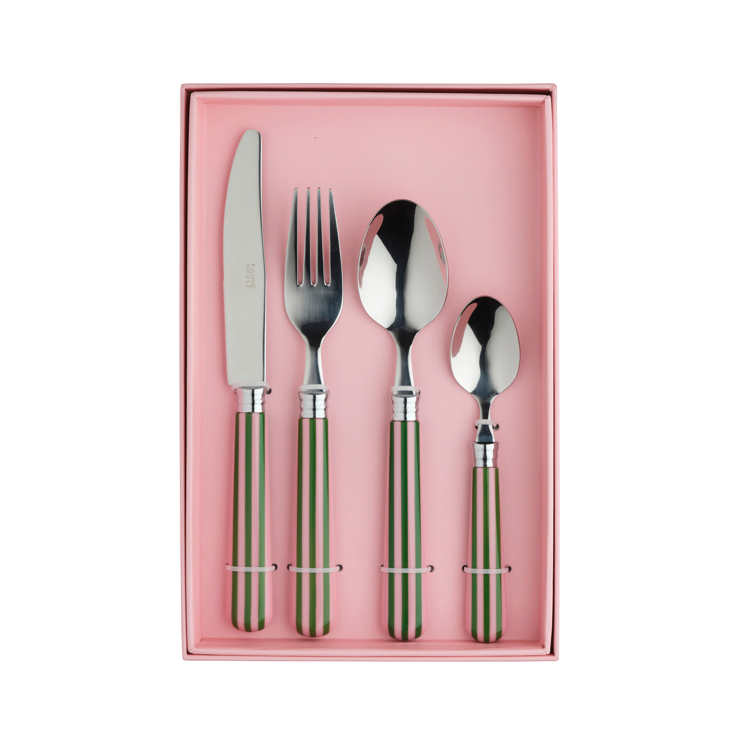 Pink & Green Stripe Cutlery Set In The Roundhouse