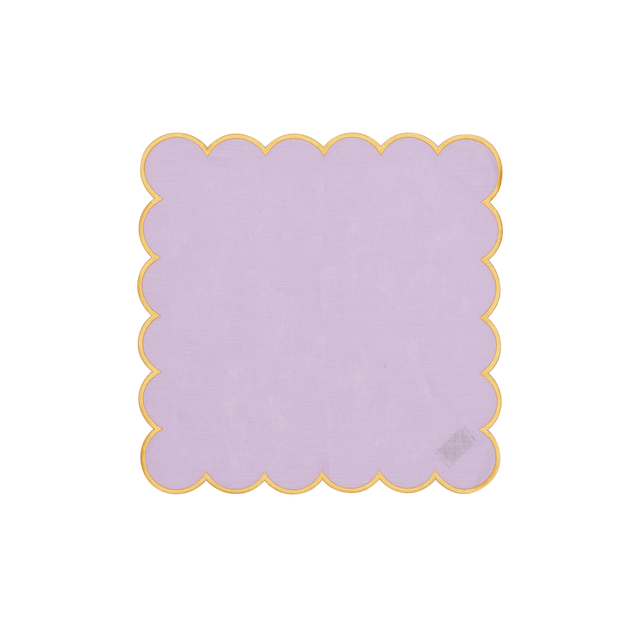 Lilac and Mustard Scalloped Napkin - Set of 4