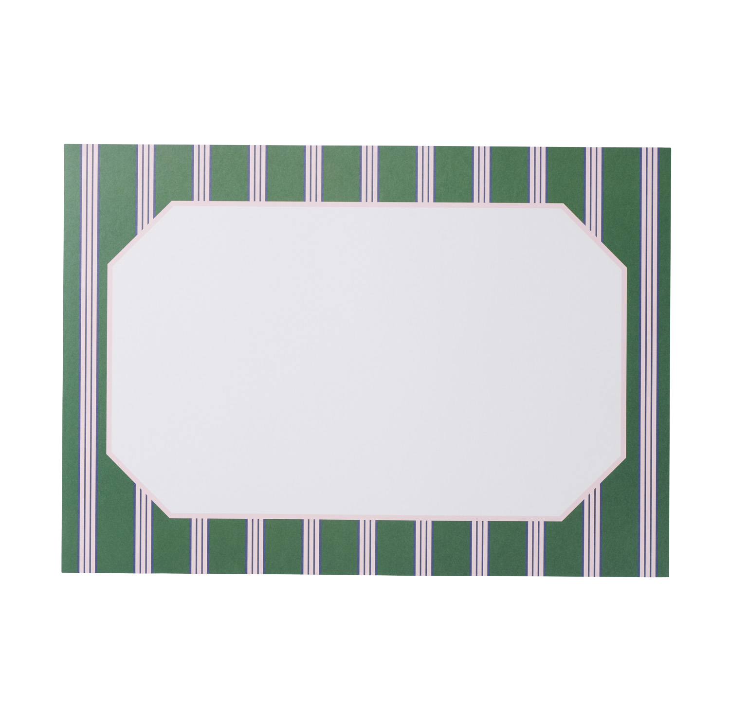 Classic Green and Pink Stripe Paper Placemat In The Roundhouse