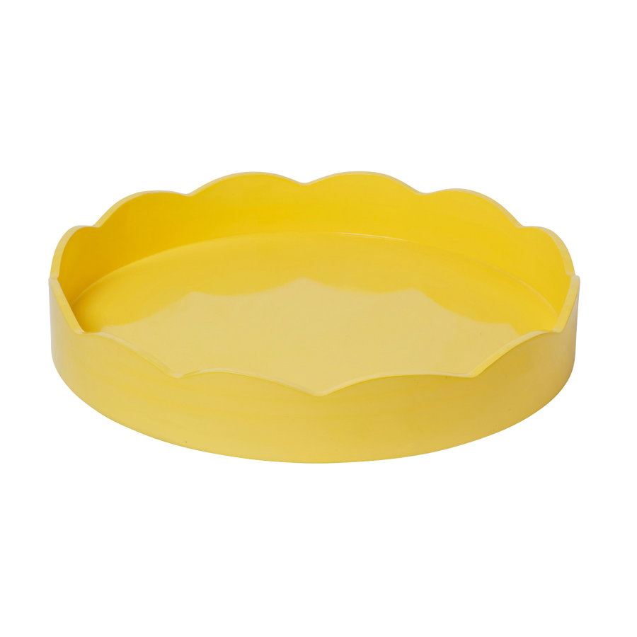 Large Round Yellow Scalloped Tray