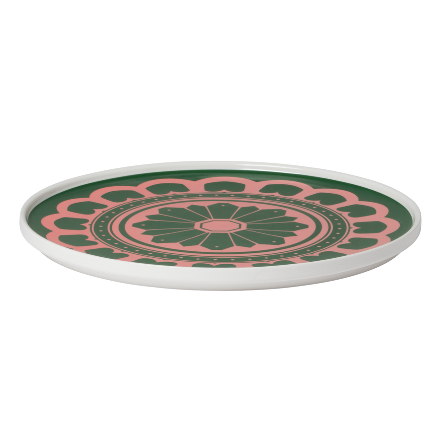 Green and Pink Flower Plate