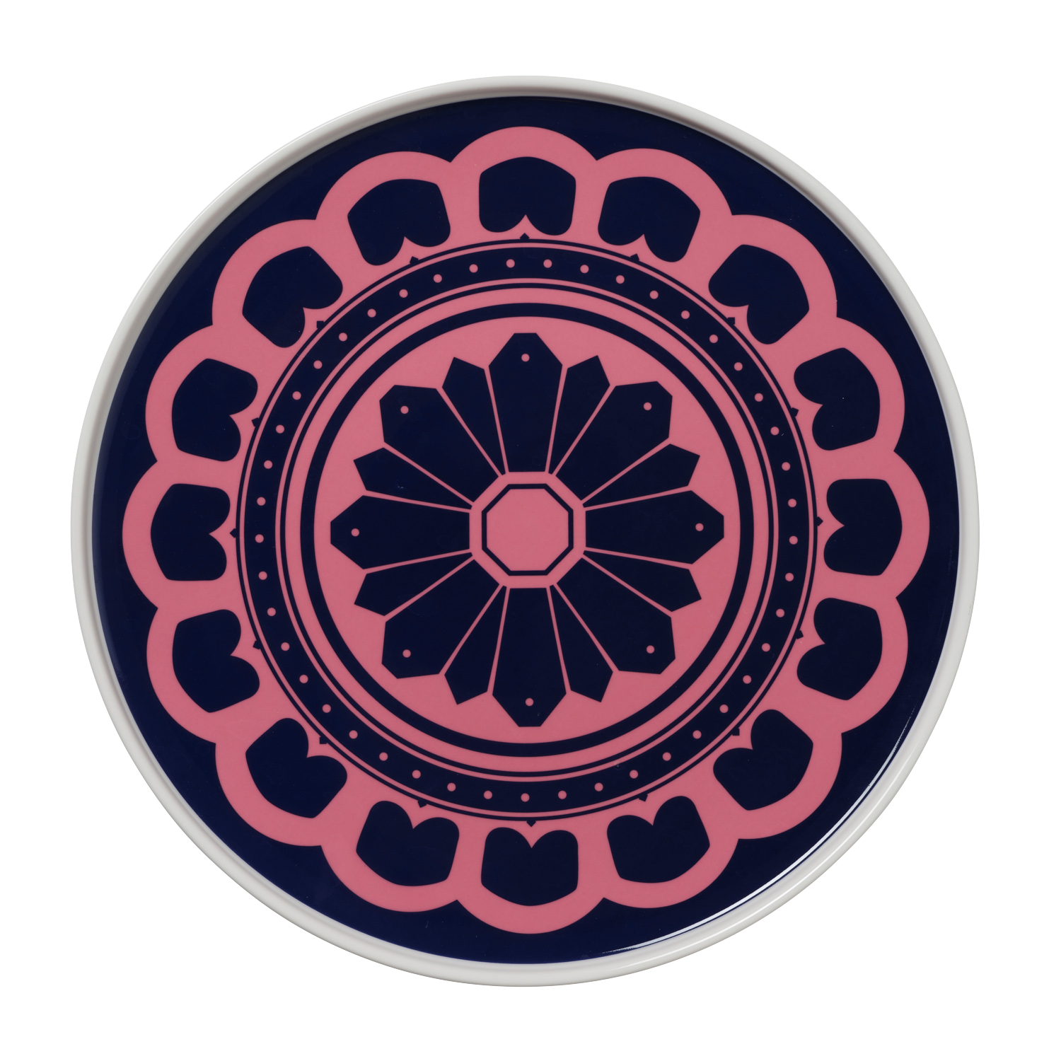 Navy and Pink Flower Plate