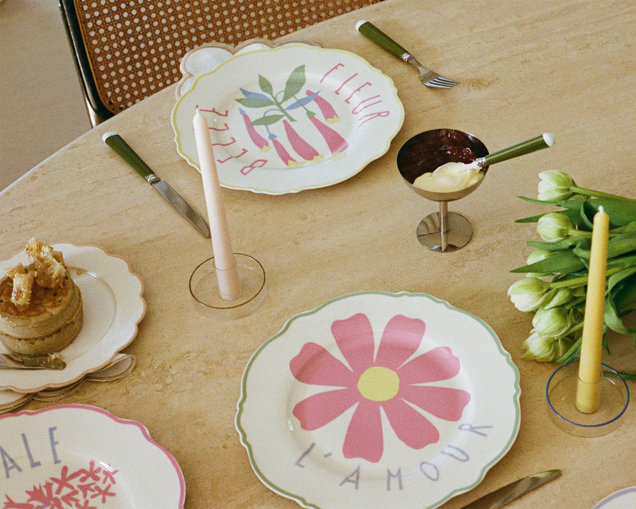 French Floral Wave Dinner Plate Set