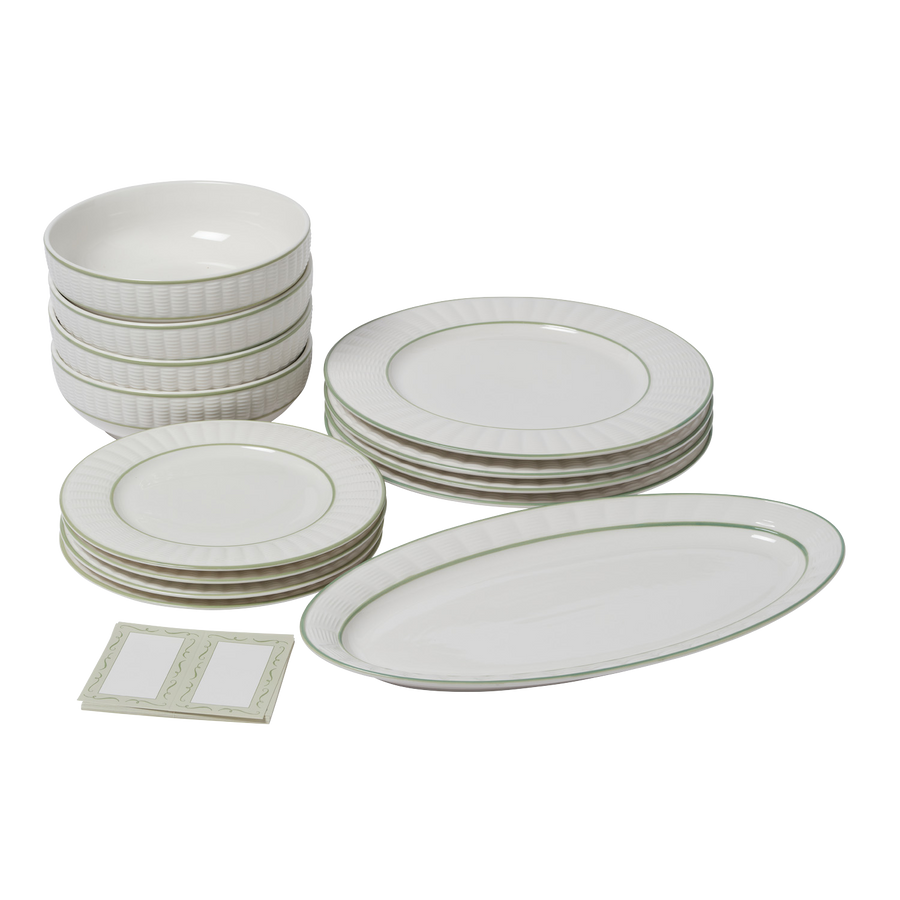 Sage and White Wicker Dining Set