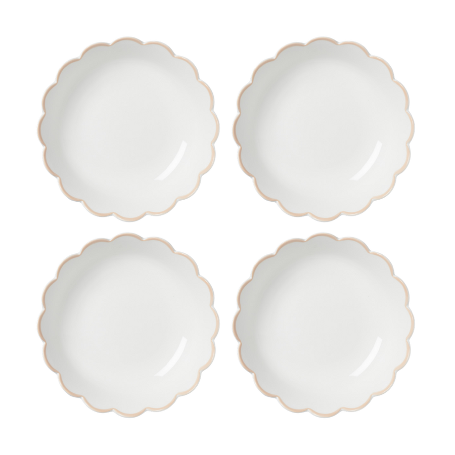 Large Beige Scallop Bowls – Set of 4