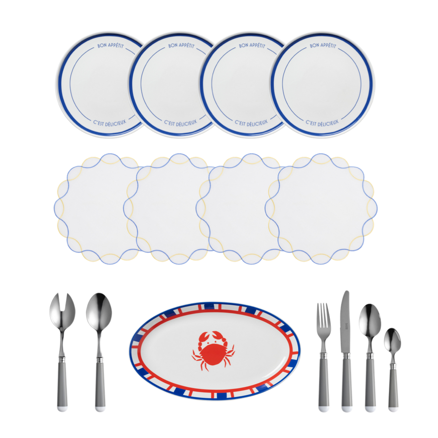 Blue & Red Dining Set
