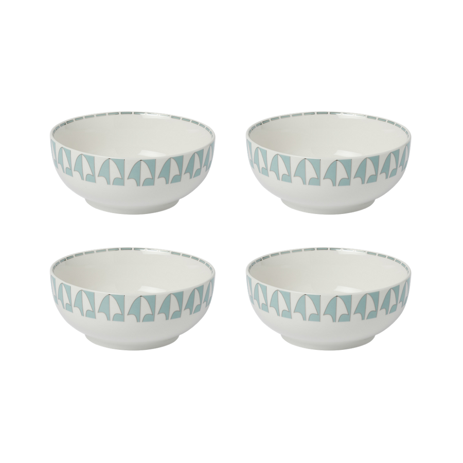 Pale Blue and Silver Bowl Set - Set of 4