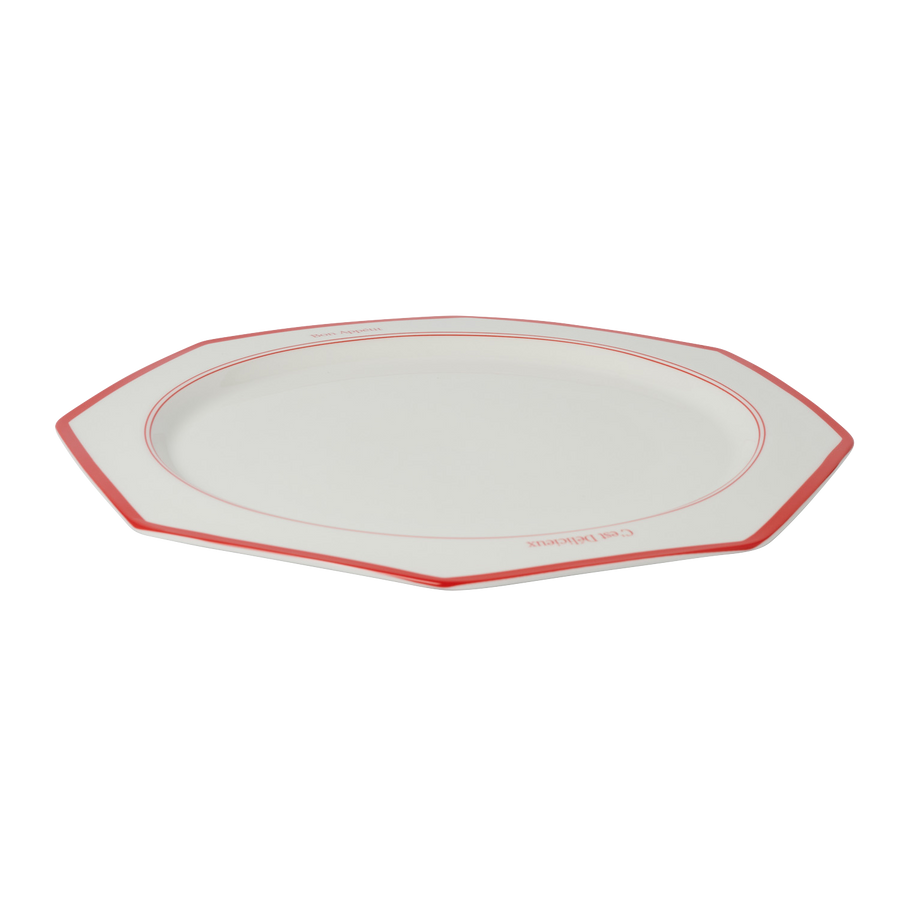 Red Bon Appétit Octagonal Plate Set