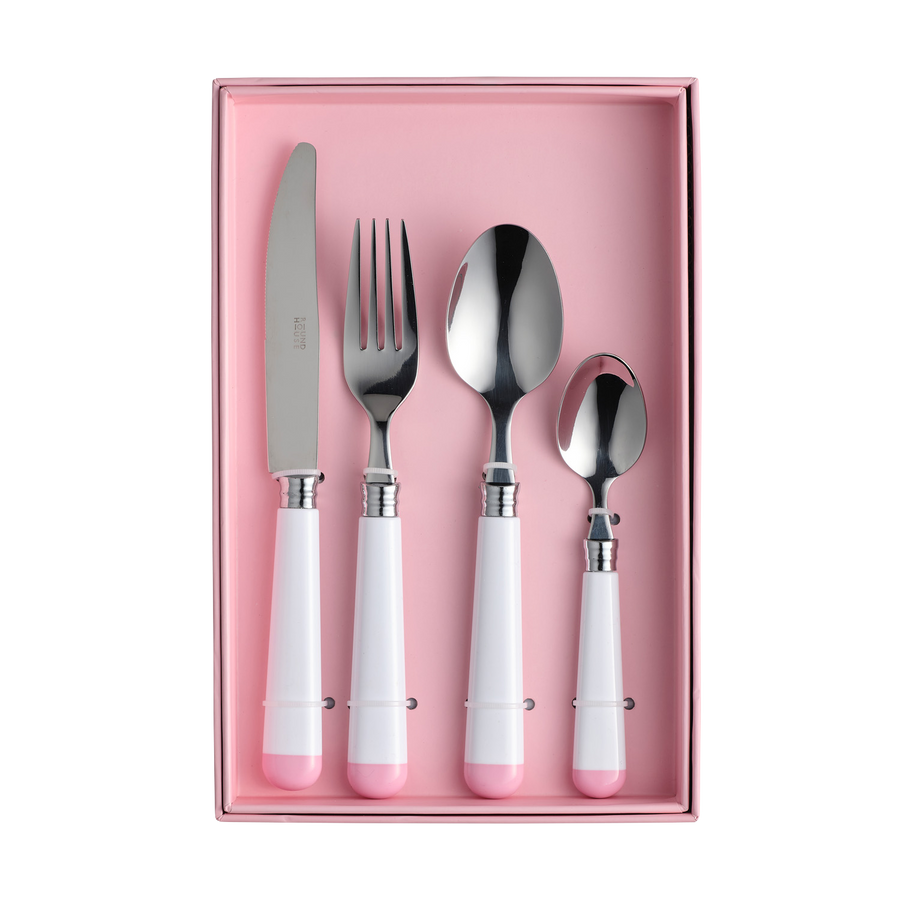 White and Pink Cutlery Set