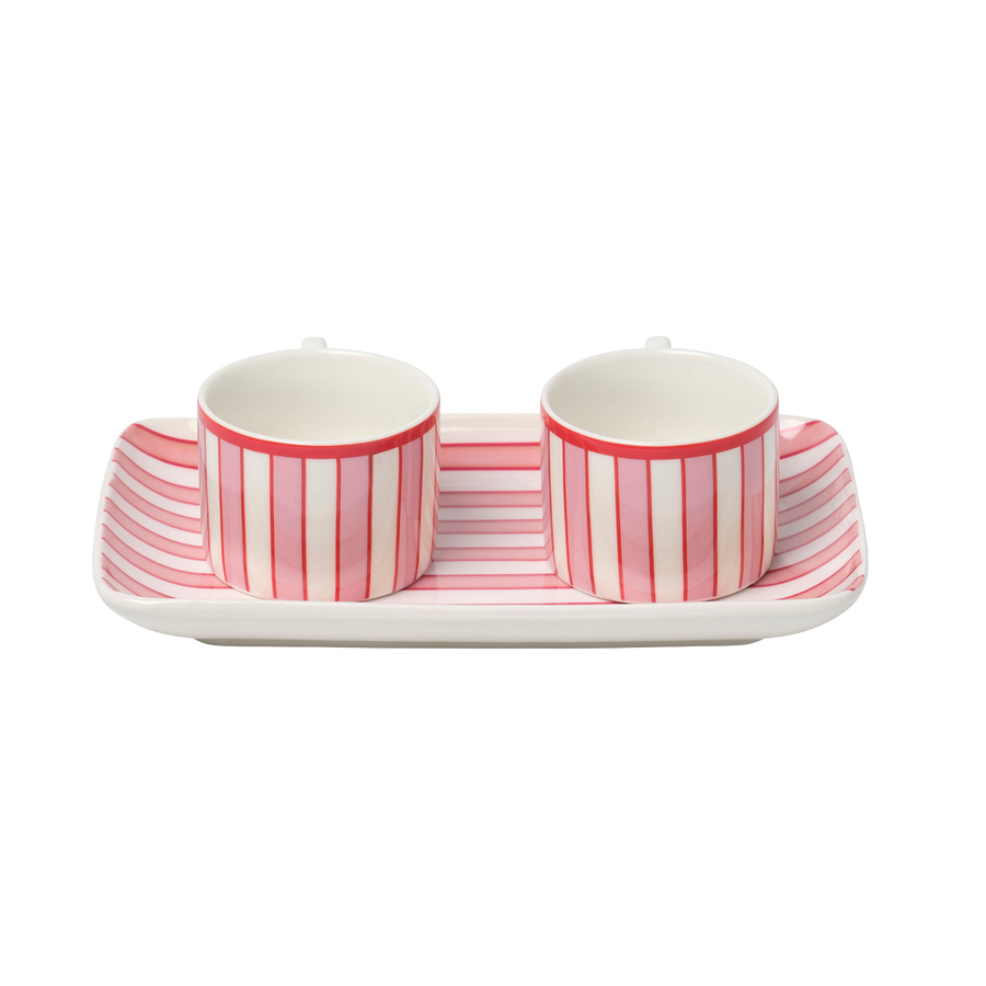 Red Striped Espresso Cup Set