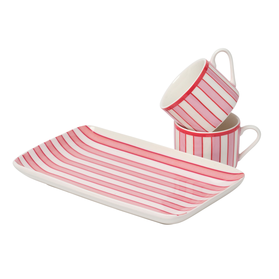 Red Striped Espresso Cup Set