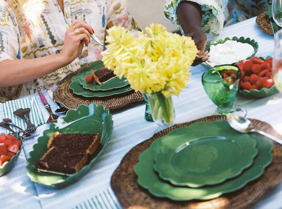 Green Scallop Side Plate Set of 4