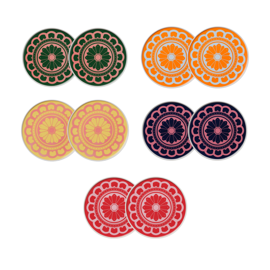 Two Tone Flower Plate Set - 10 Plates