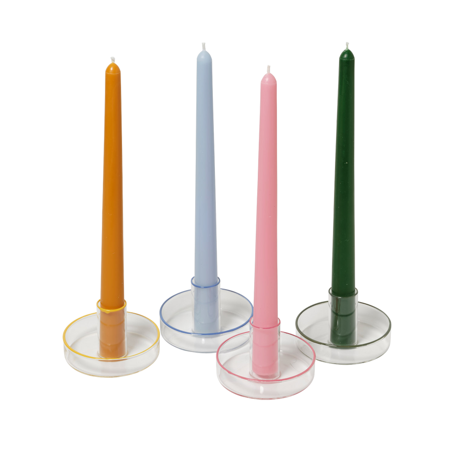 Glass Taper Candle Holders - Set of 4