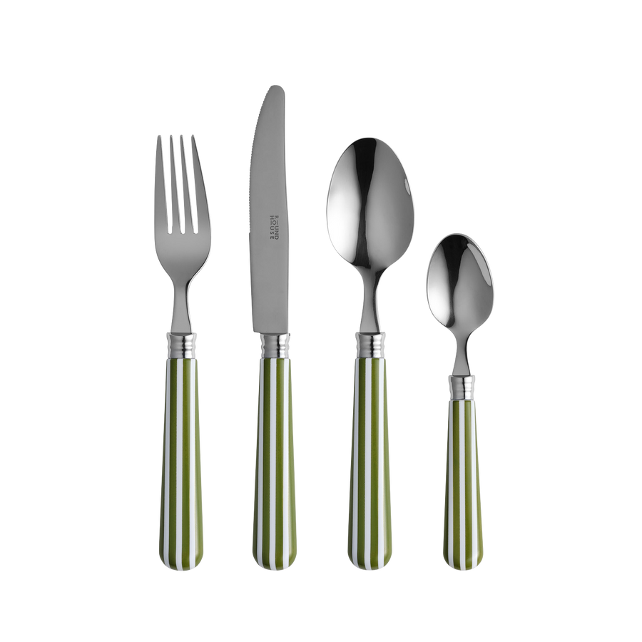 Green and White Stripe Cutlery