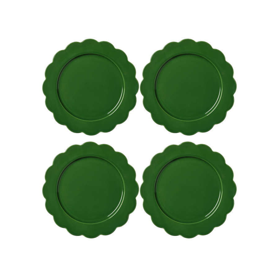 Green Scallop Side Plate Set of 4