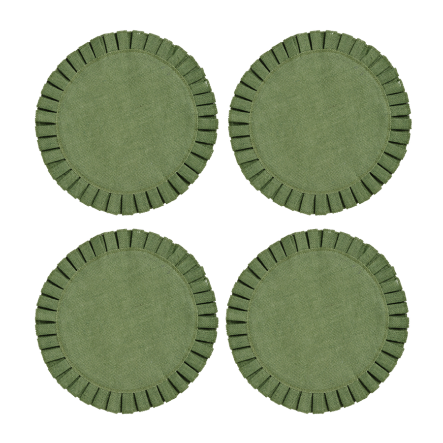 Green Pleated Jute Placemat - Set of 4