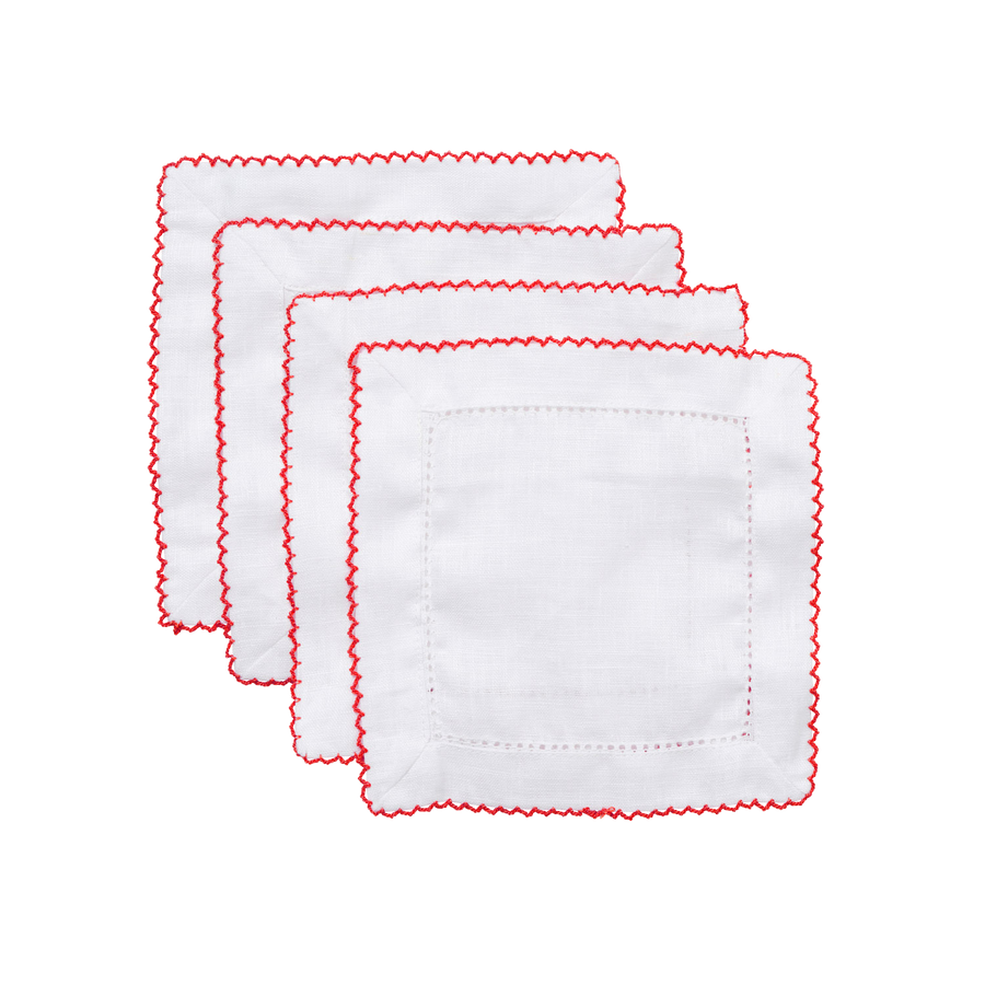 Set of 4 Cocktail Napkins - Red