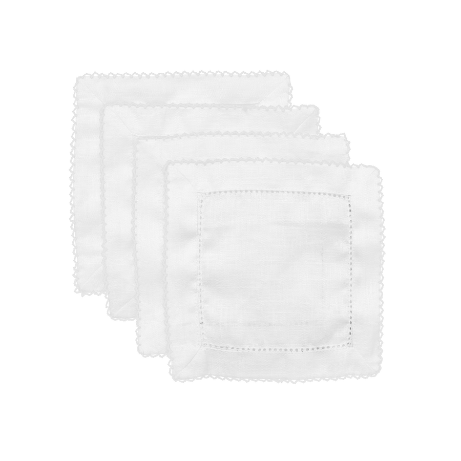 Set of 4 Cocktail Napkins - White