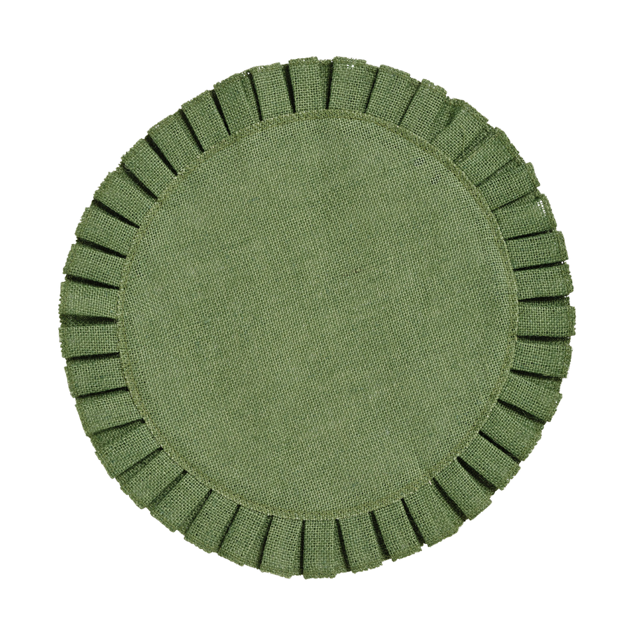 Green Pleated Jute Placemat - Set of 4