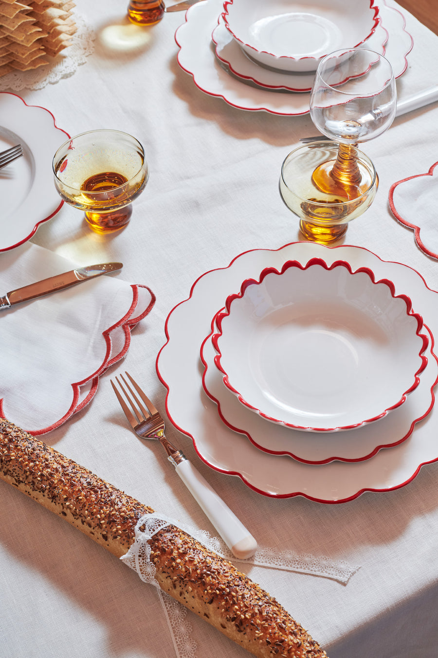 Red Scallop Side Plate Set of 4