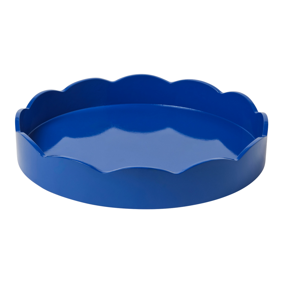 Large Round Blue Scalloped Tray
