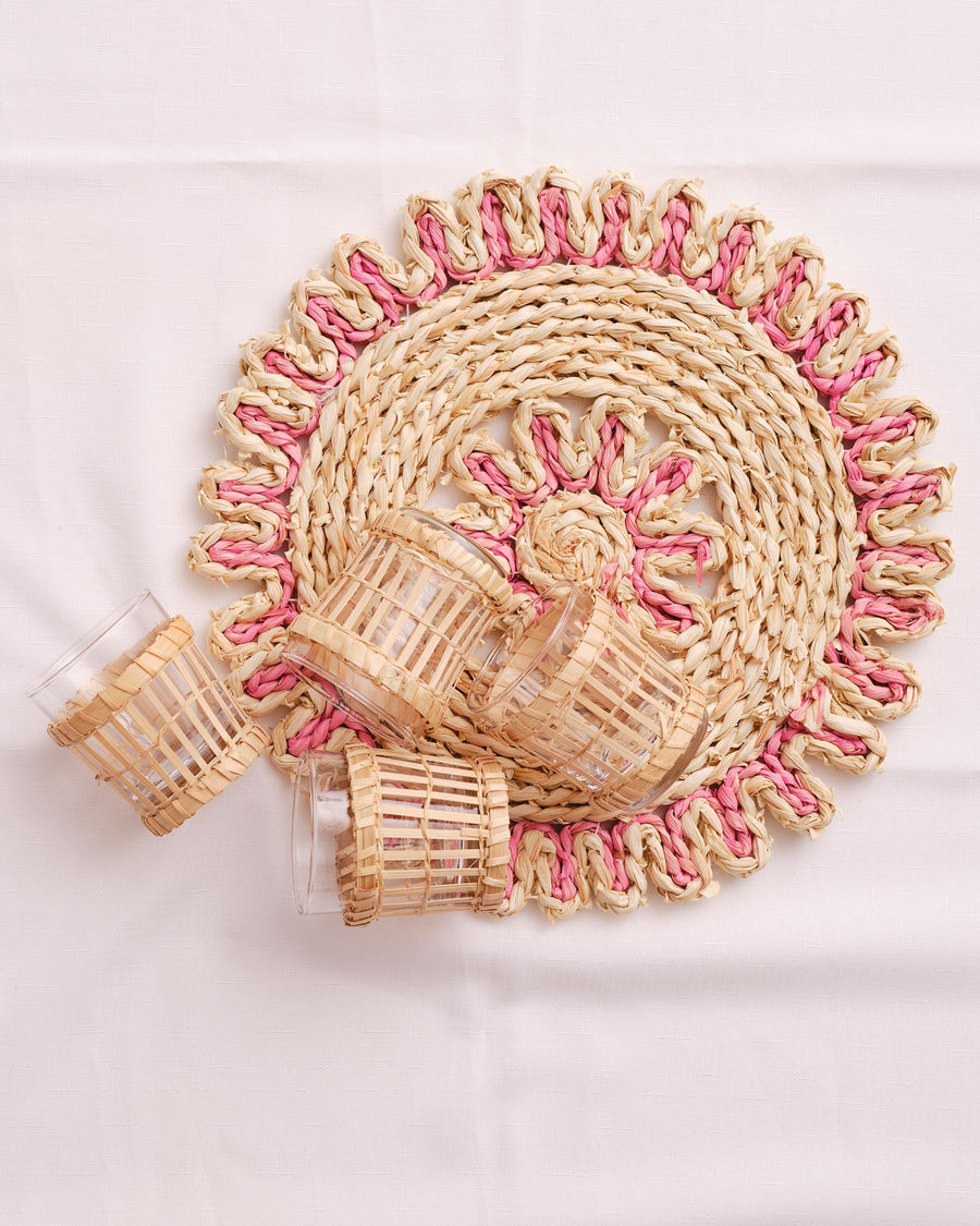 Wicker Glass Set - Set of 4