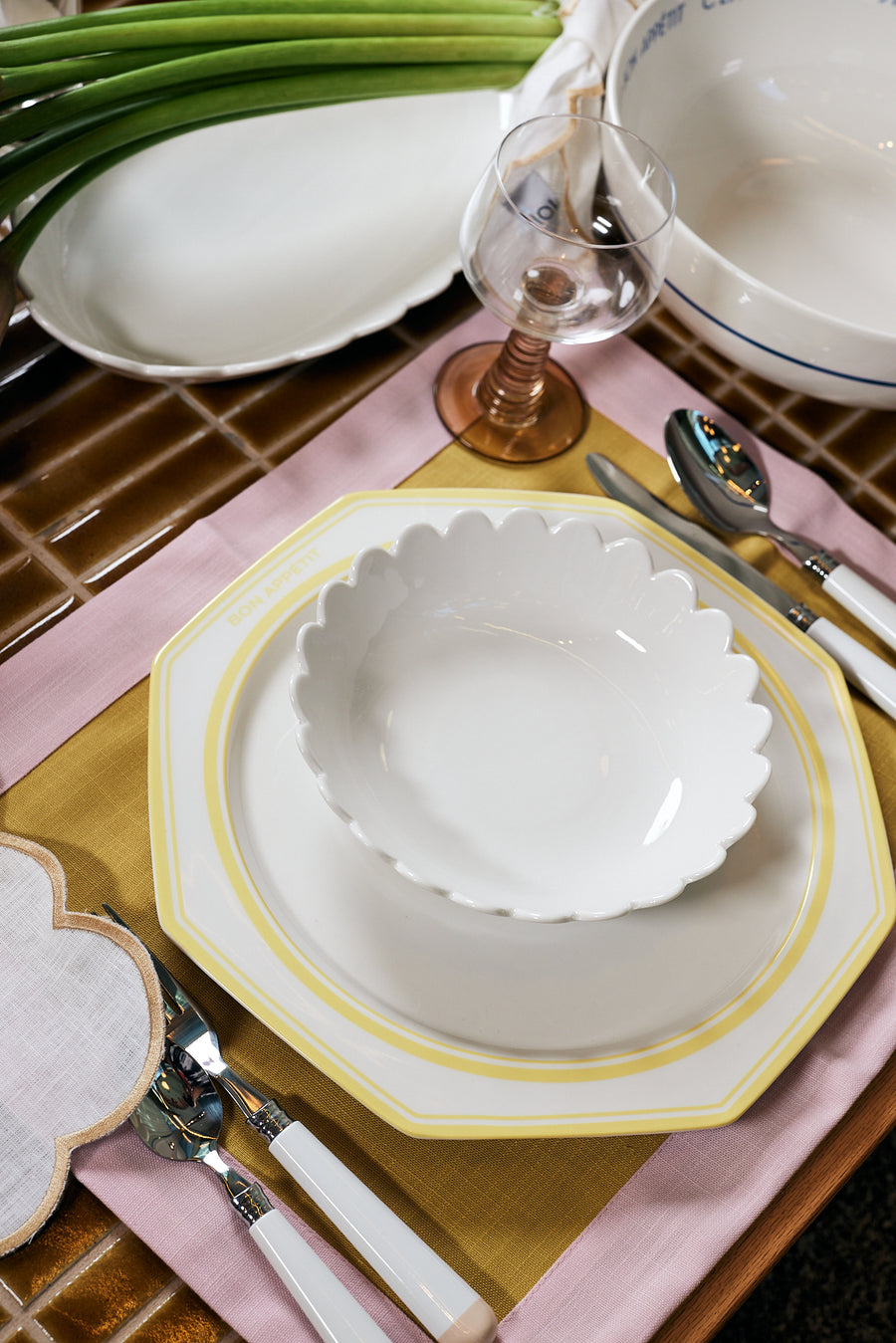 Yellow Bon Appétit Octagonal Plate Set