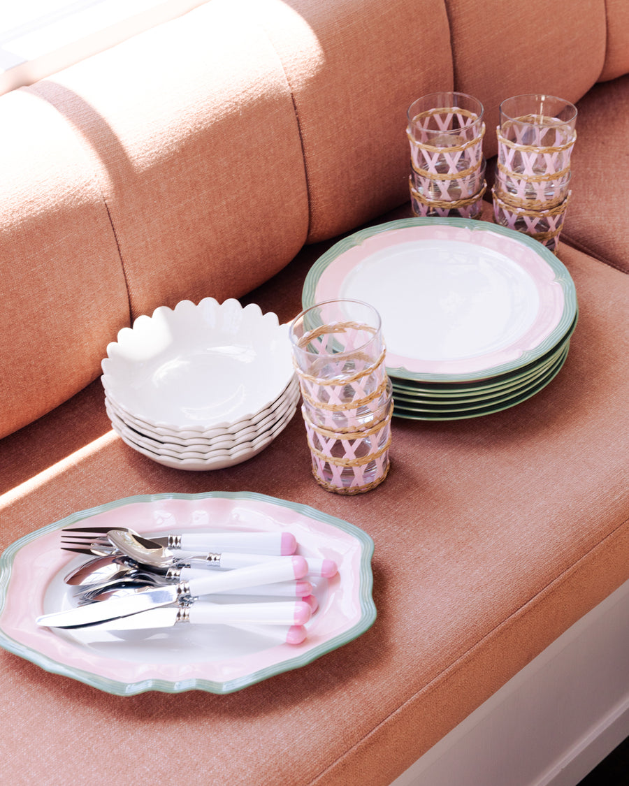 Soft Scallop Mint & Pink Embossed Dinner Plate Set of 4 – In The