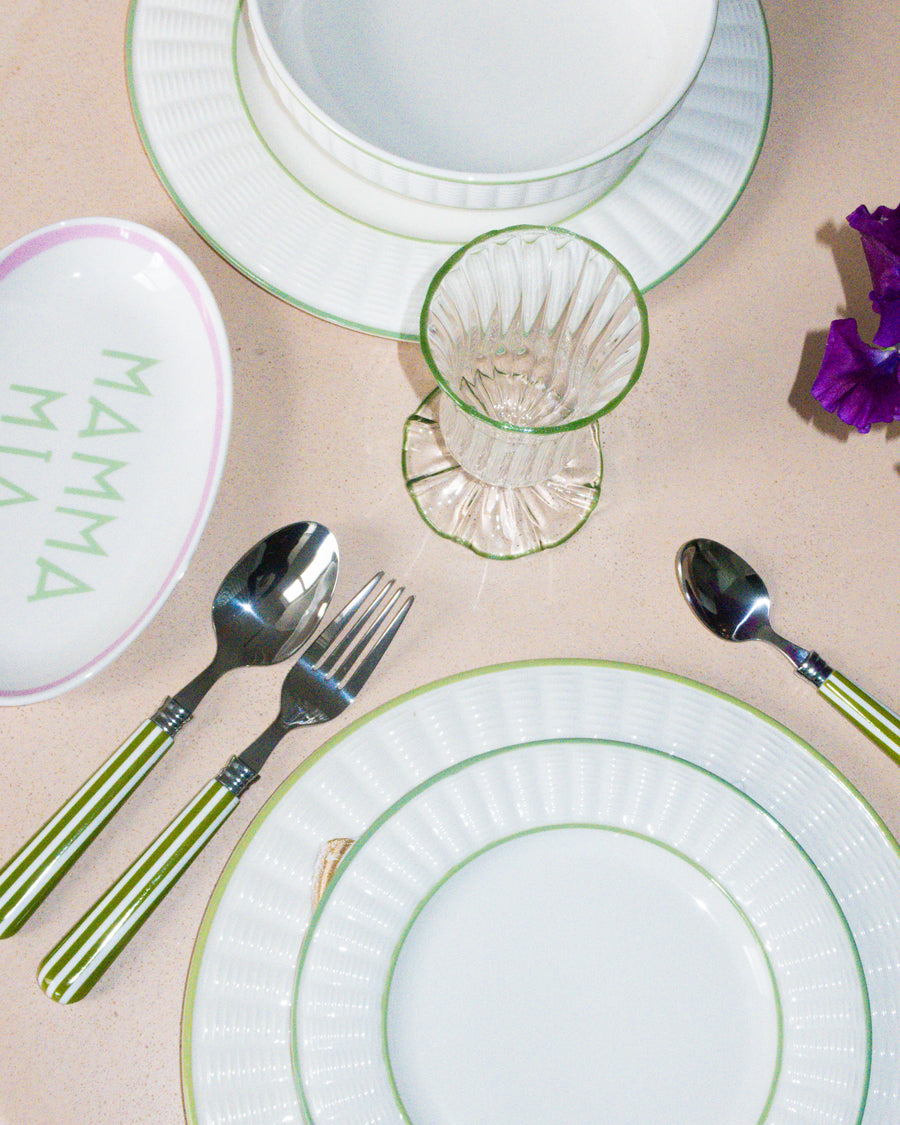Sage and White Wicker Dining Set