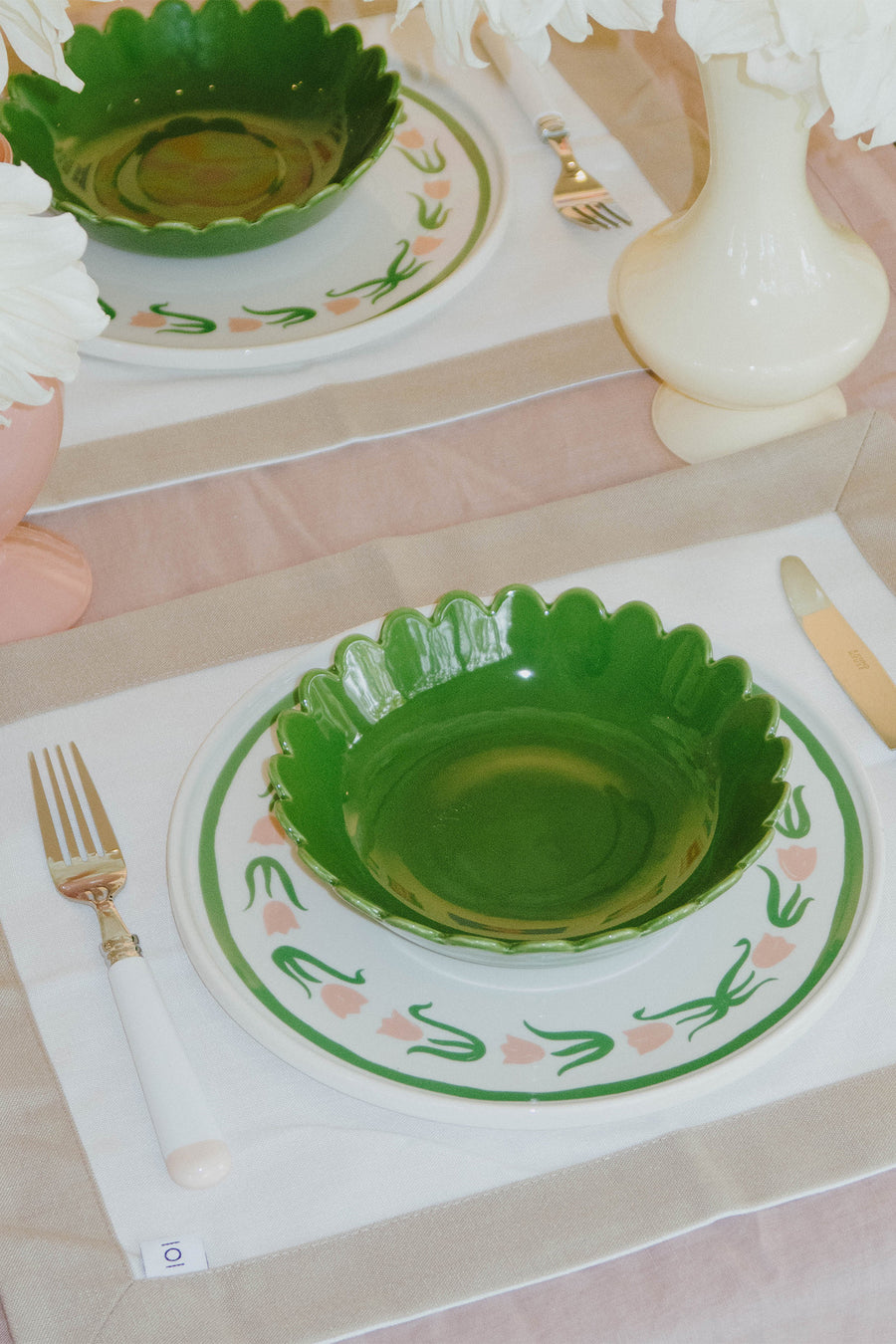 Green Scallop Bowls – Set of 4