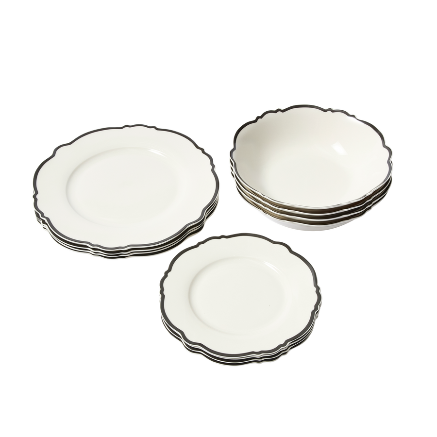 12 Piece Black Wave Dining Set