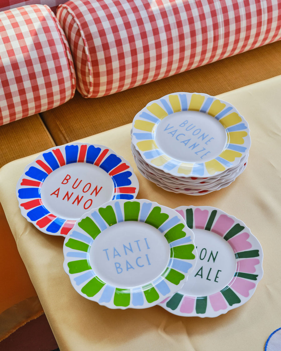Multi Colour Festive Italian Wave Side Plates