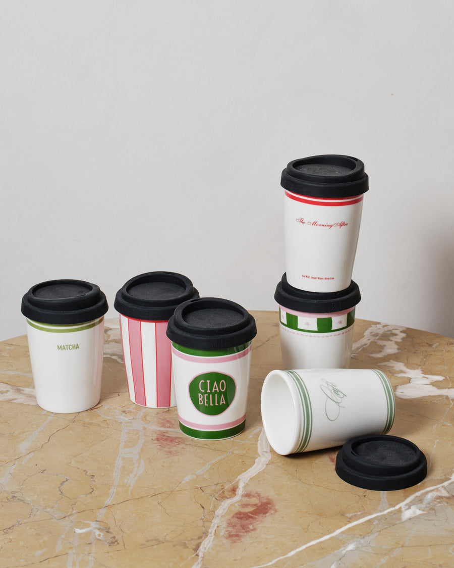 Red Stripe Travel Coffee Cup