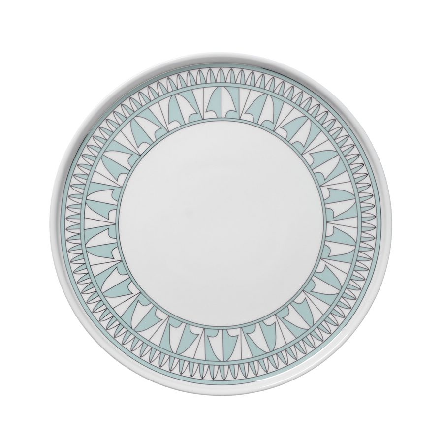 Pale Blue and Silver Geometric Plate 1