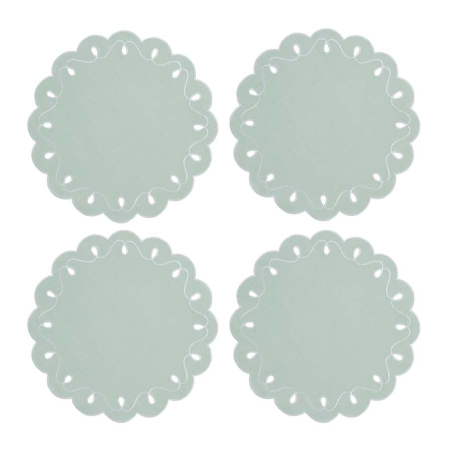 Round Mint and White Placemat - Set of 4