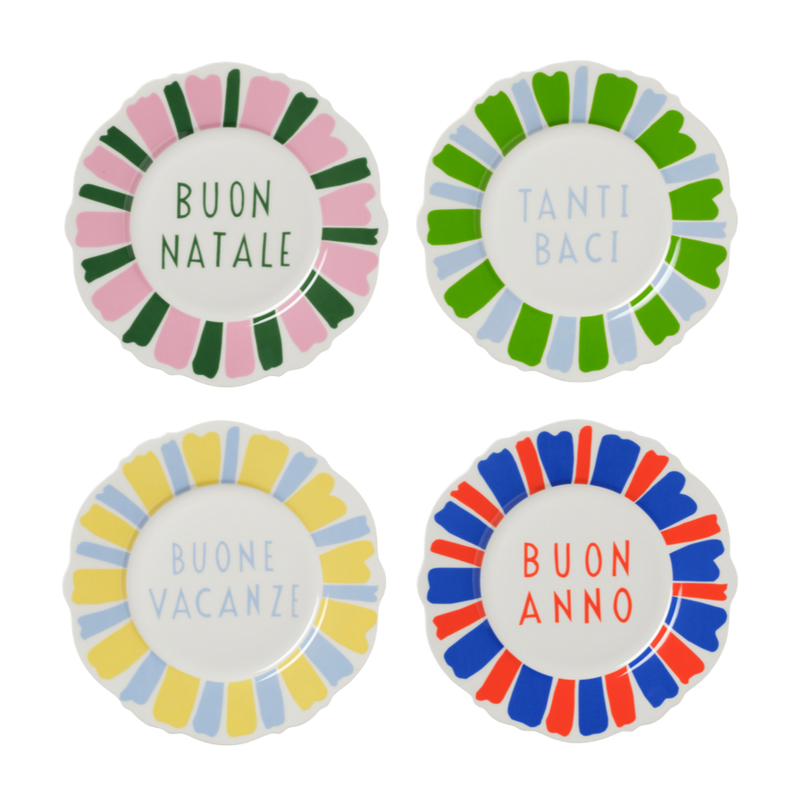 Multi Colour Festive Italian Wave Side Plates