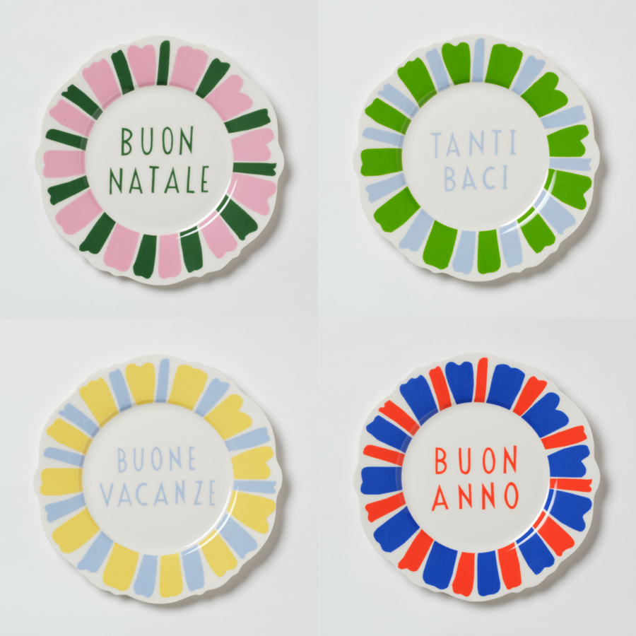 Multi Colour Festive Italian Wave Side Plate