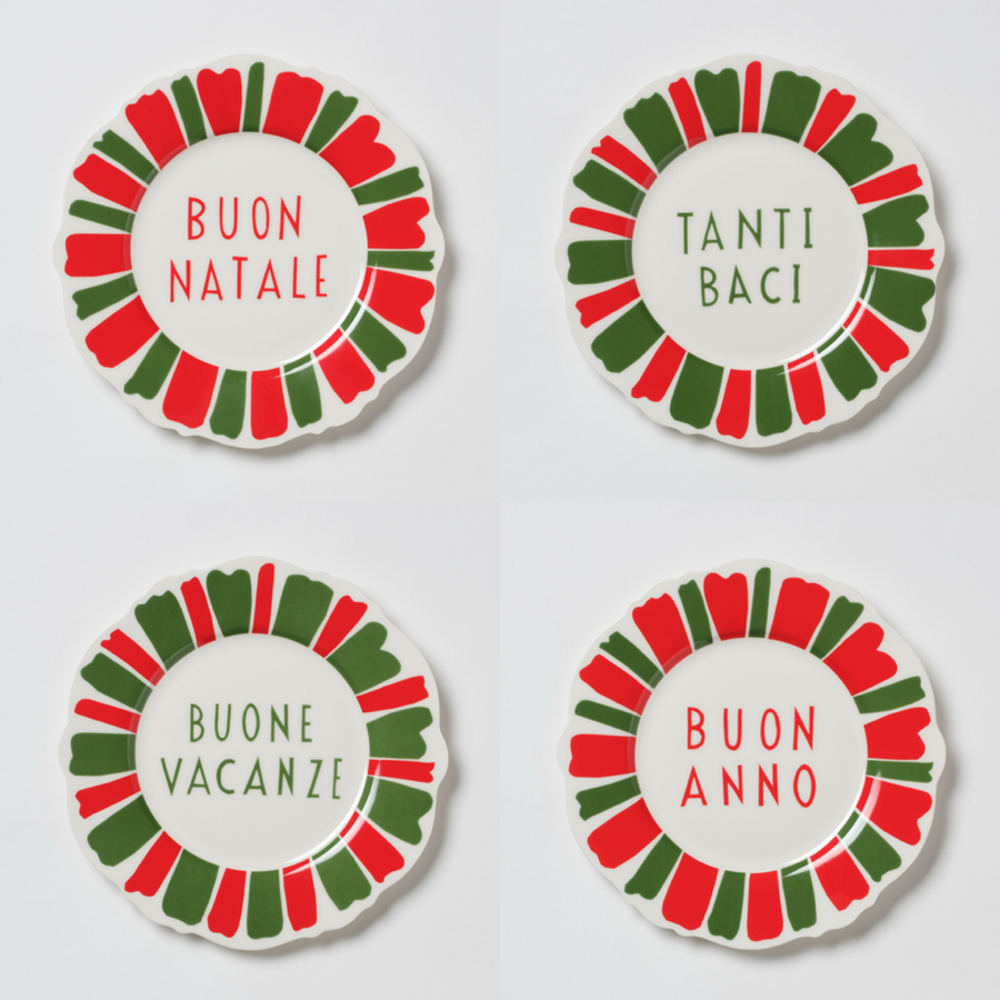 Red and Green Festive Italian Wave Side Plates