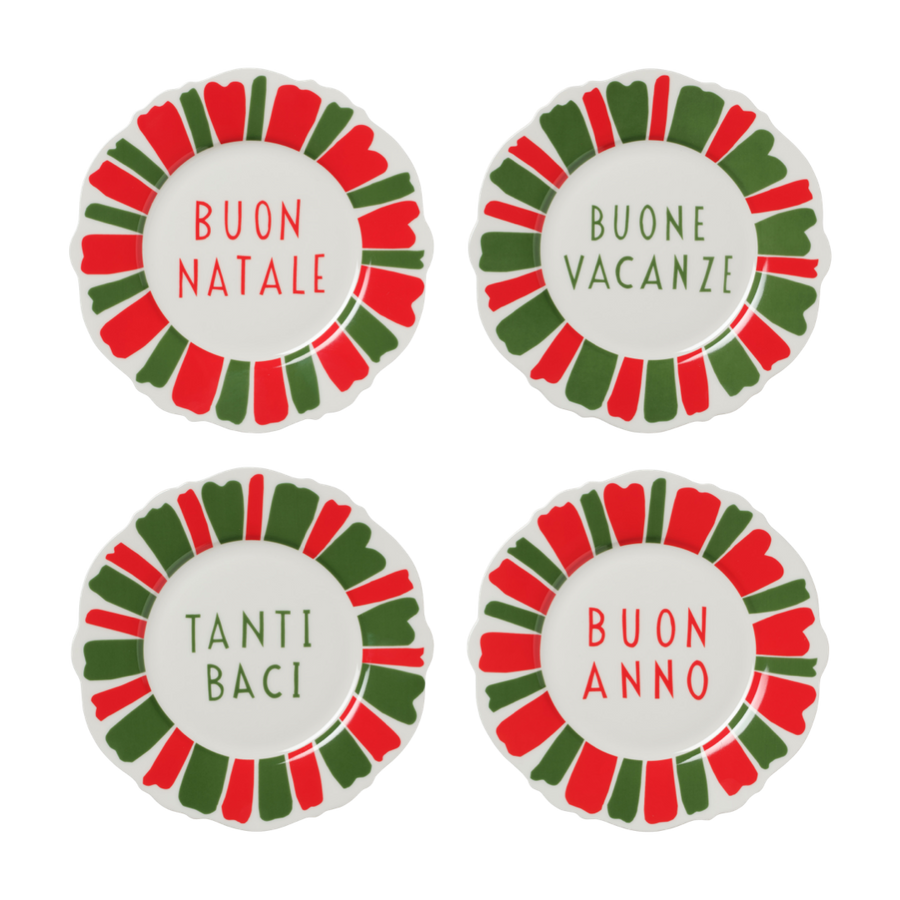 Red and Green Festive Italian Wave Side Plates