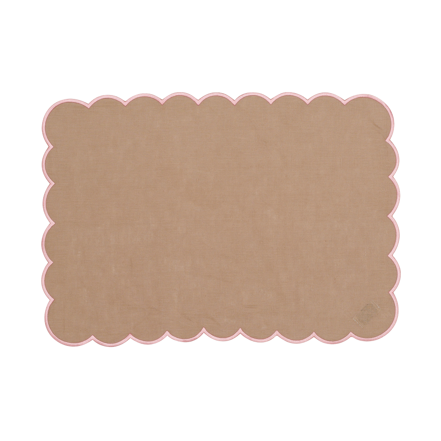 Sand and Pink Scalloped Placemat - Set of 4