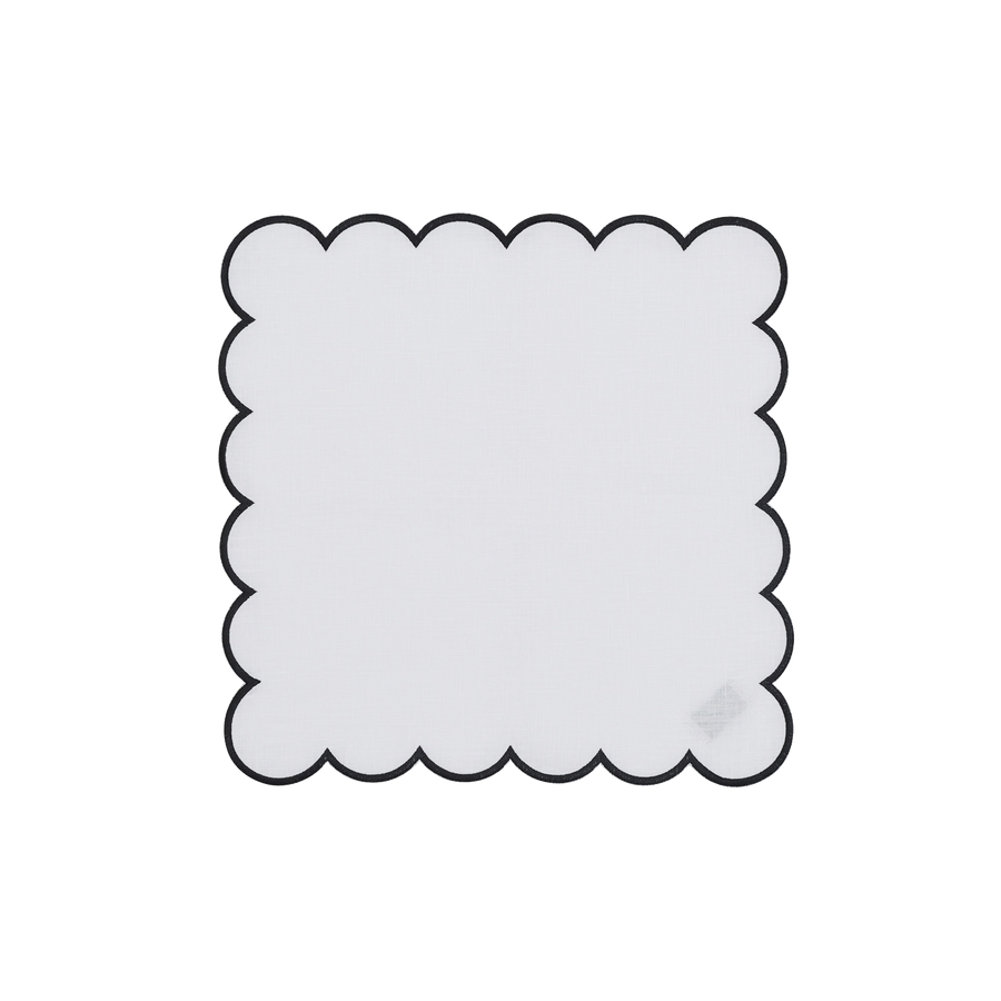 Black and White Scalloped Napkin - Set of 4