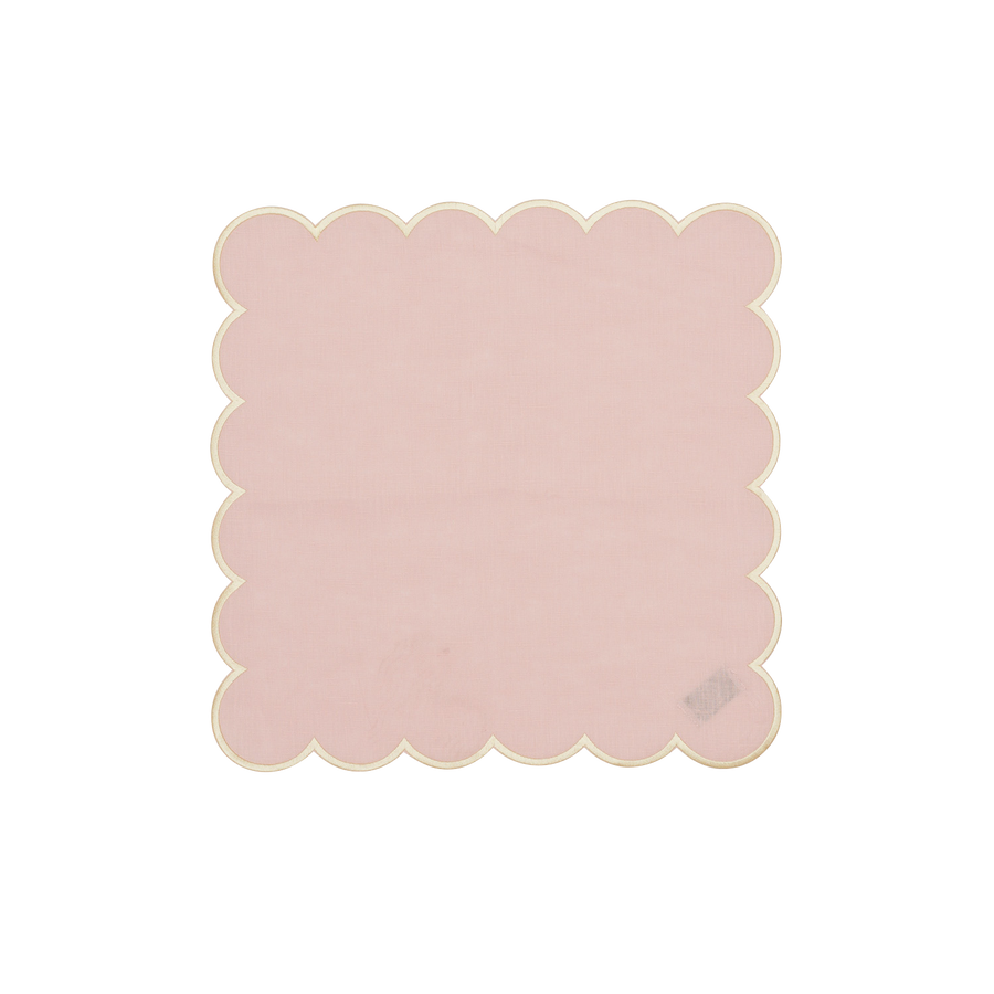Pink and Beige Scalloped Napkin - Set of 4