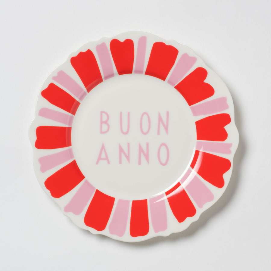 Red and Pink Italian Festive Side Plate Set