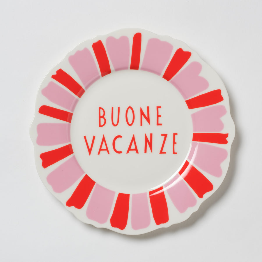 Red and Pink Italian Festive Side Plate Set