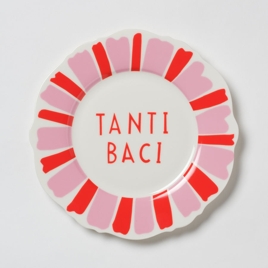 Red and Pink Italian Festive Side Plate Set
