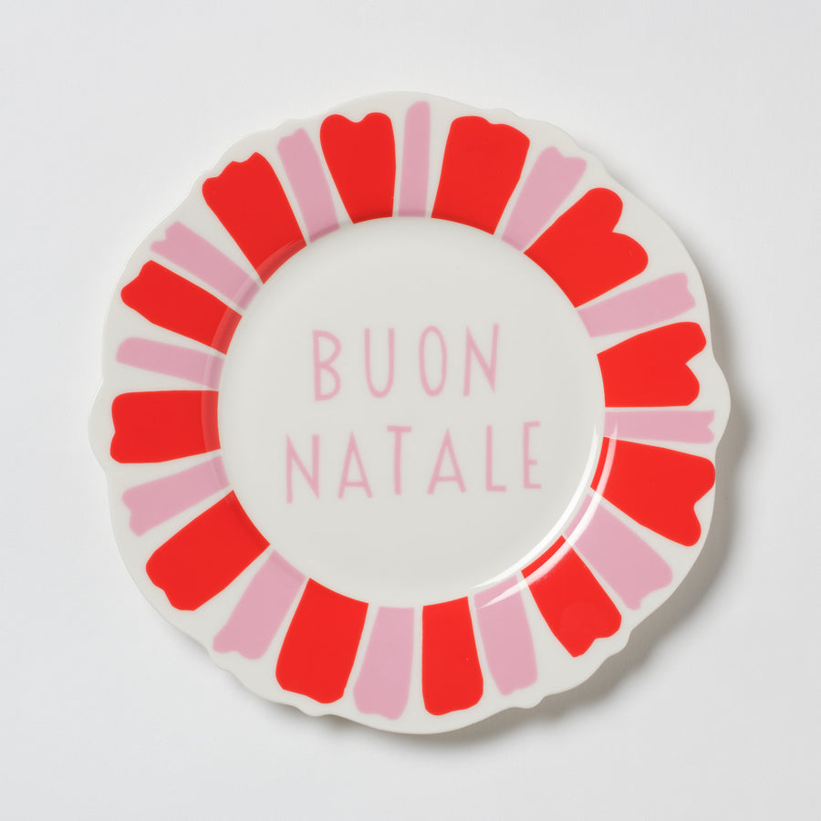 Red and Pink Italian Festive Side Plate Set