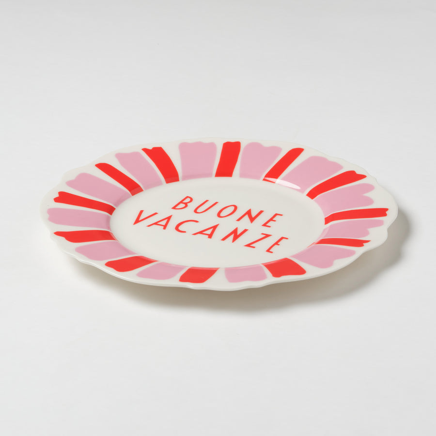 Red and Pink Italian Festive Side Plate Set